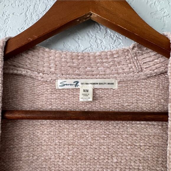 Seven7 Blush Soft Velvet Long Sleeve Cardigan Size Medium - Picture 3 of 6